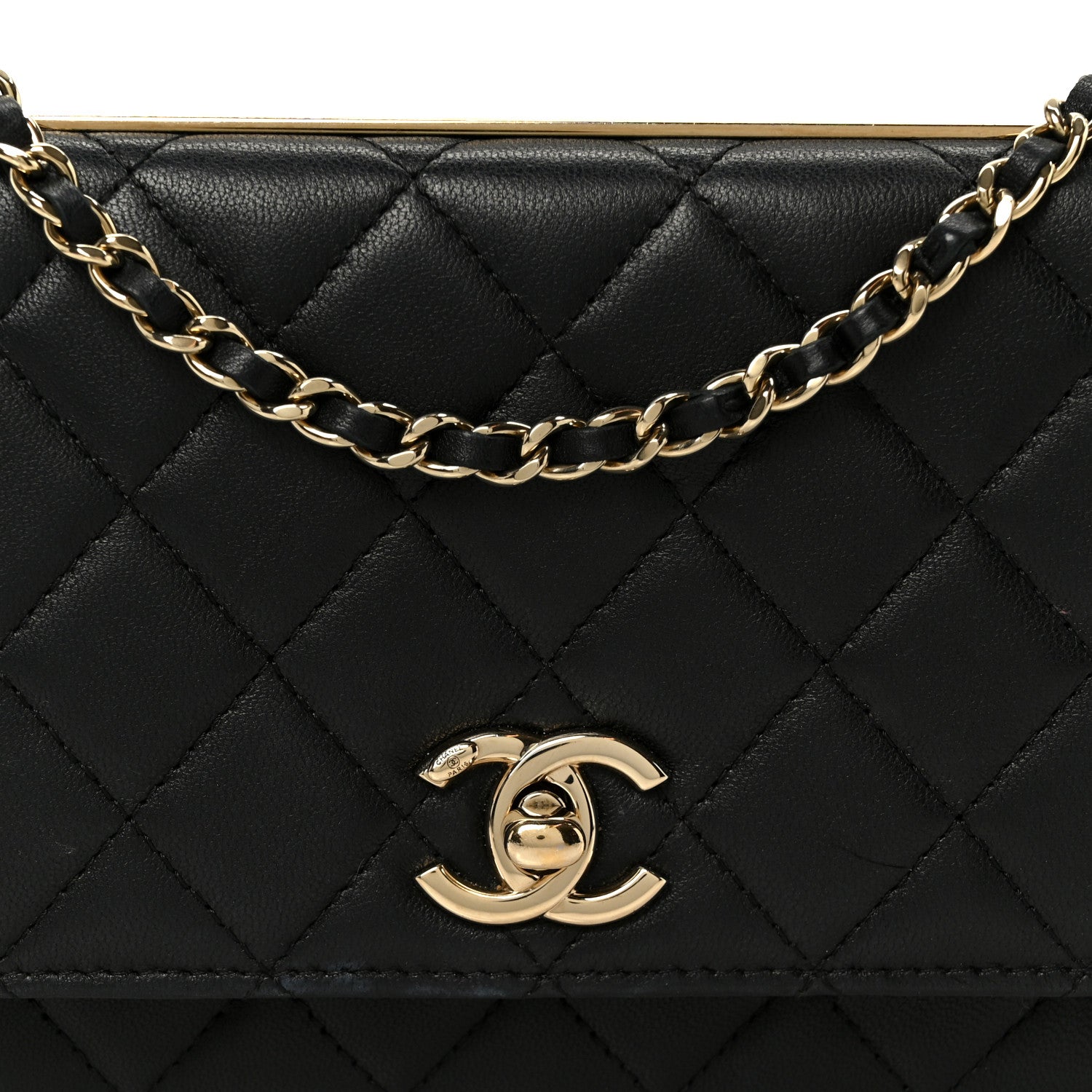 Chanel Lambskin Quilted Trendy CC Wallet On Chain WOC Black 10 of 13