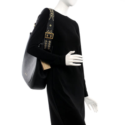 Burberry Grainy Calfskin Small Elmstone Hobo Black 2 of 8