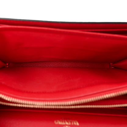 Valentino Garavani Pebbled Calfskin Rockstud Envelope Wallet on Chain Rosso Valentino 5 of 11