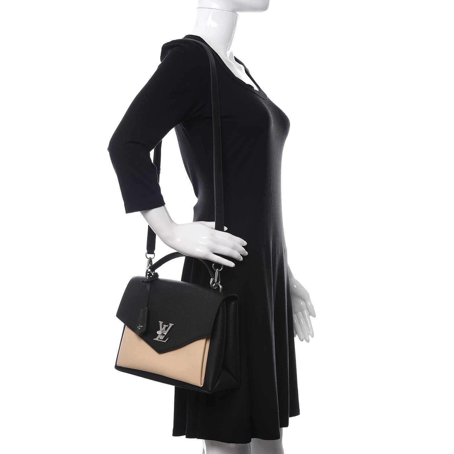 Louis Vuitton Soft Calfskin My Lockme Top Handle Vanille Black 2 of 10