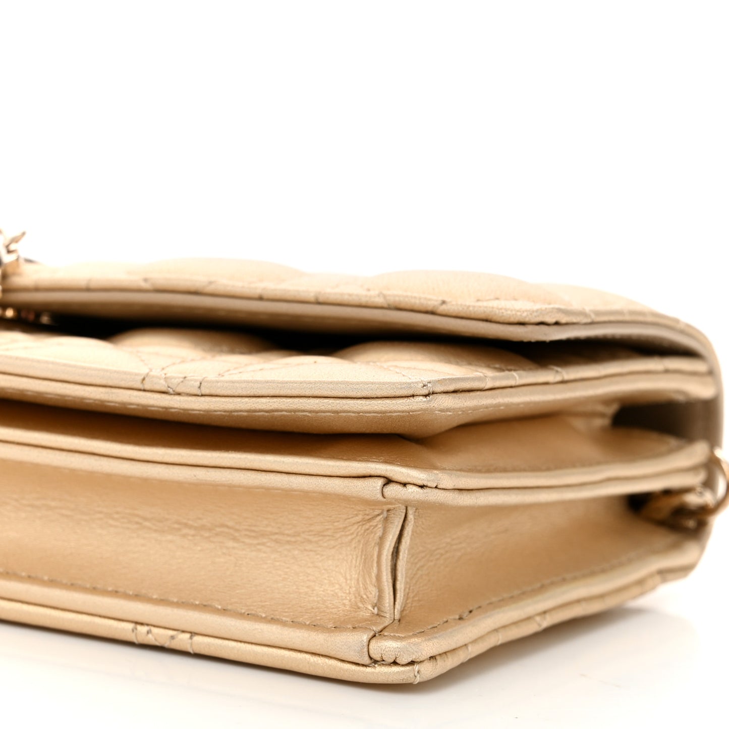 Metallic Lambskin Cannage Mini My Dior Bag Gold