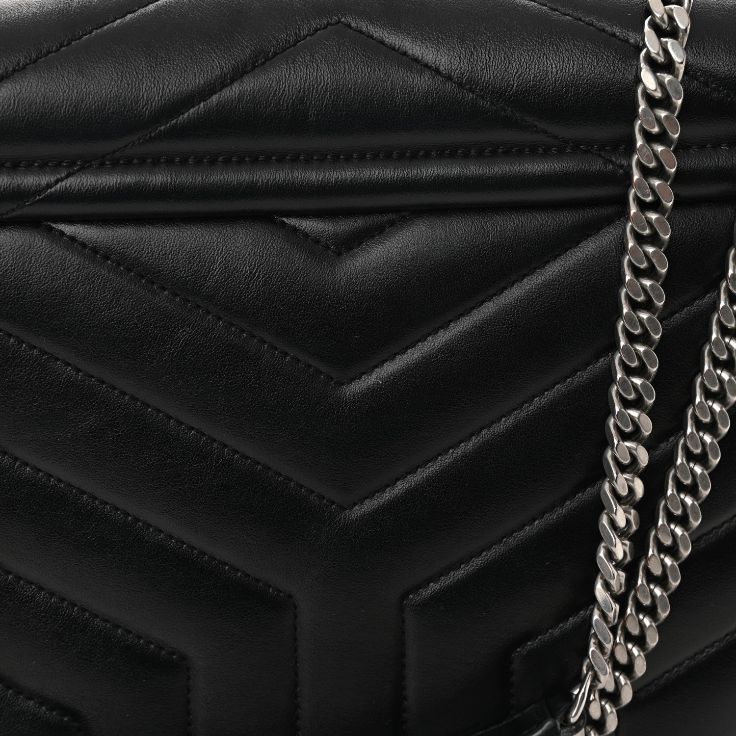 Saint Laurent Calfskin Y Quilted Monogram Medium Loulou Chain Satchel Black 12 of 12