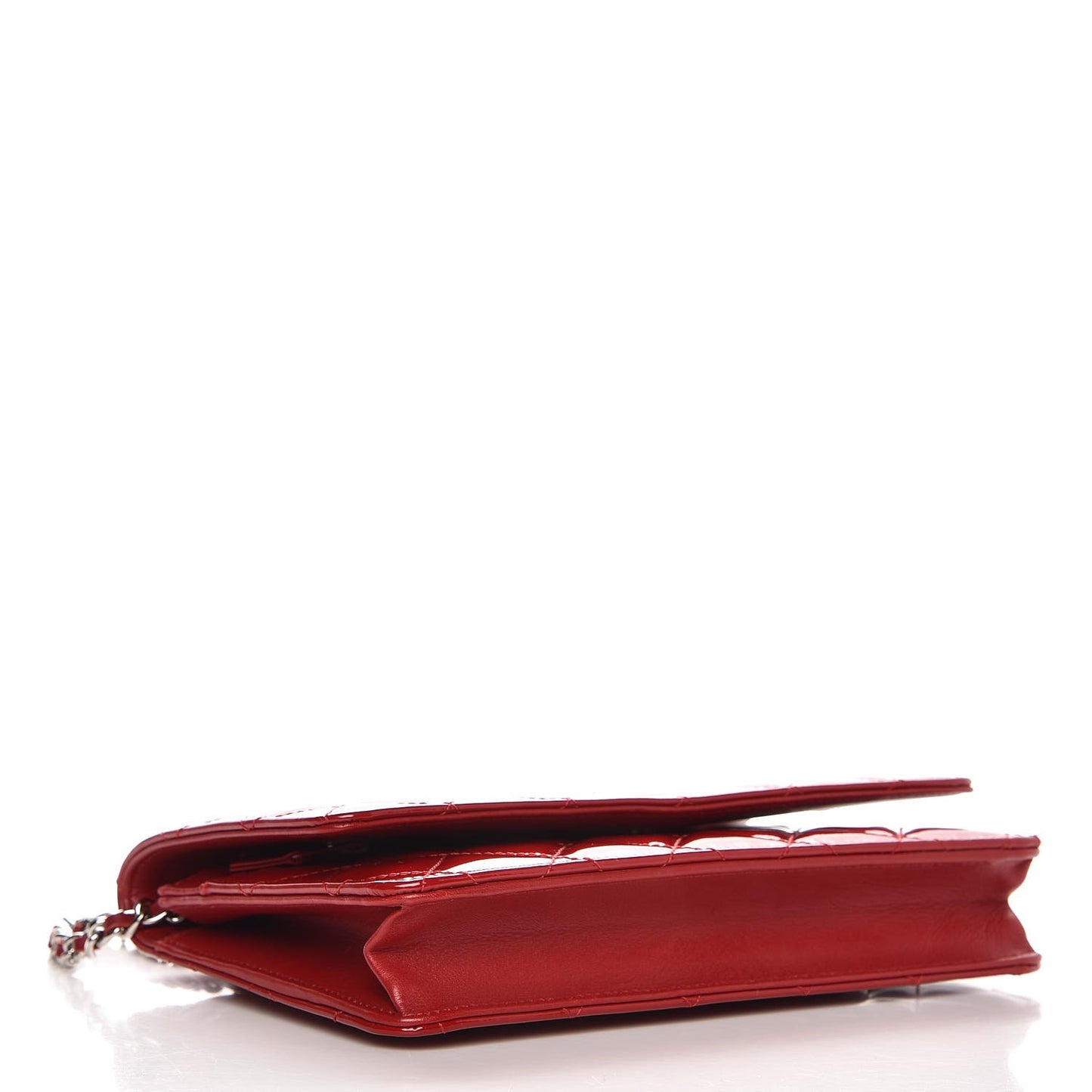 Patent Quilted Wallet On Chain WOC Red