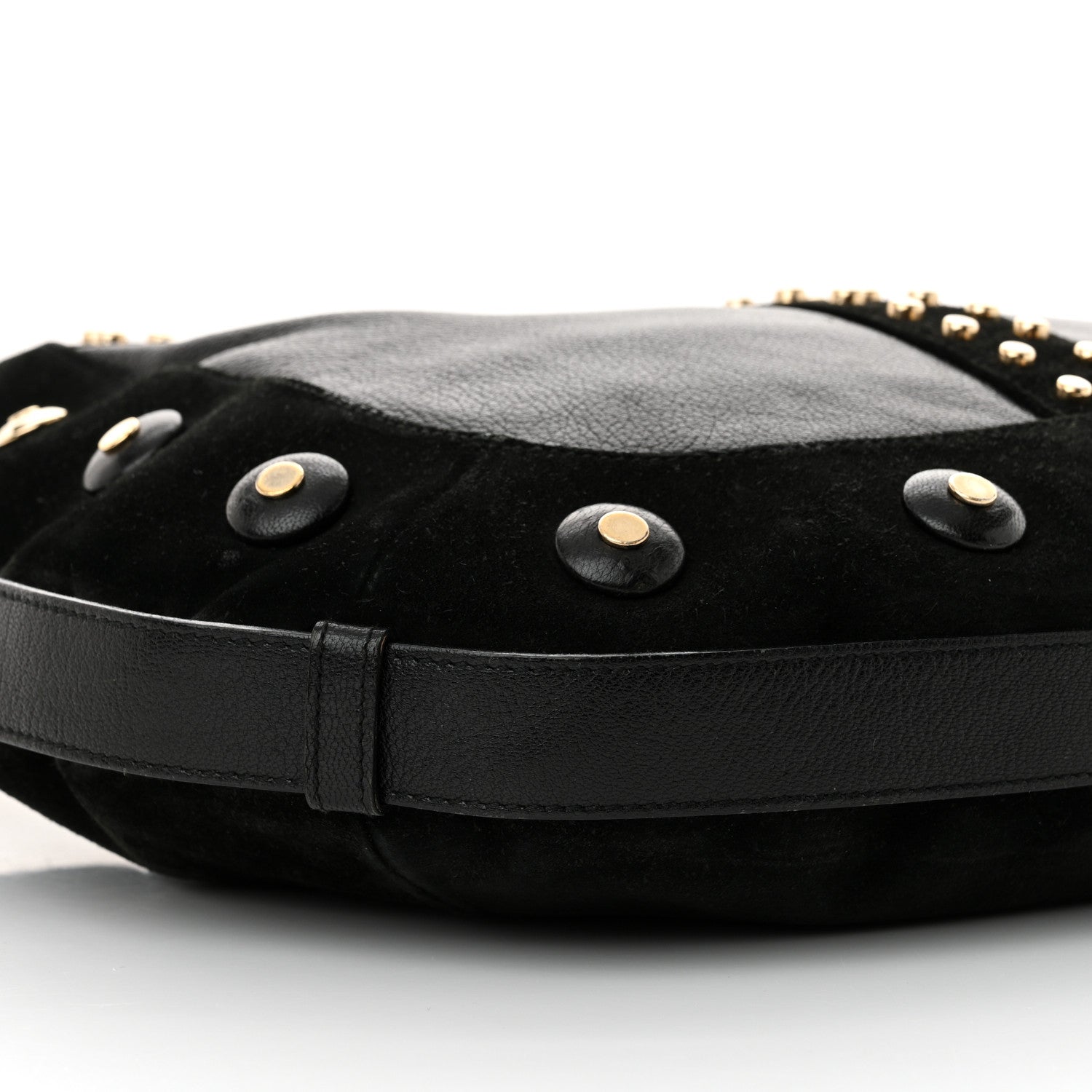 Saint Laurent Suede Horn Studded Y Mombasa Hobo Black 9 of 12