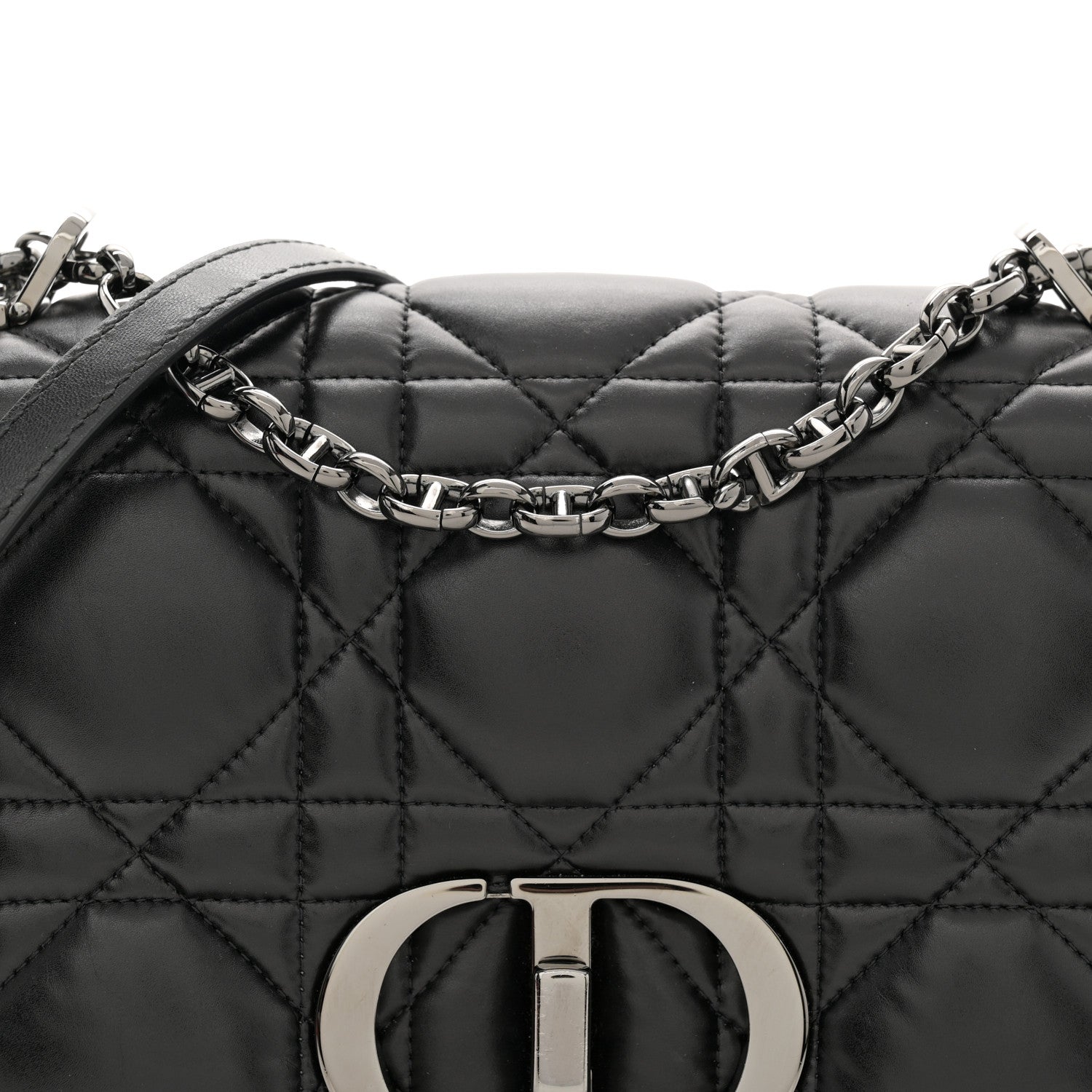 Christian Dior Calfskin Macrocannage Medium Caro Bag Black 8 of 11