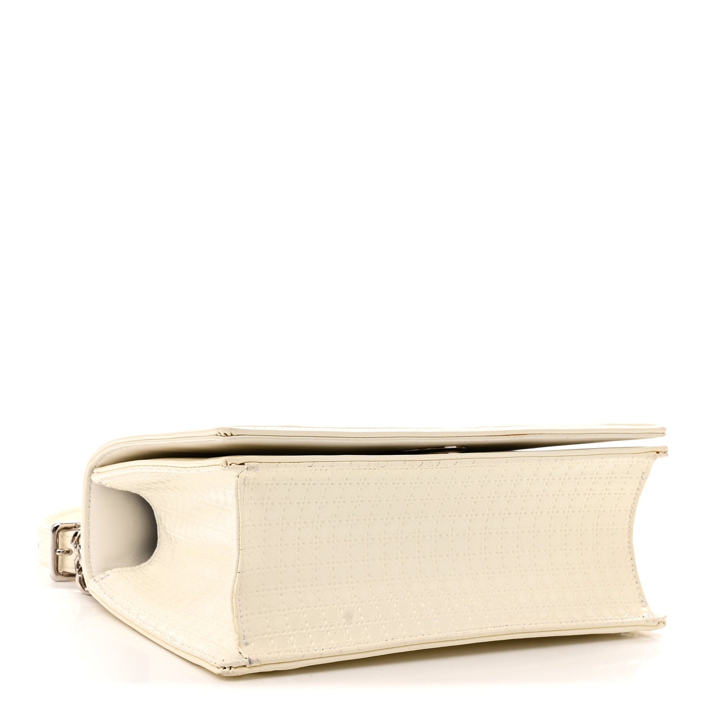 Patent Micro-Cannage Small Diorama Flap Bag White