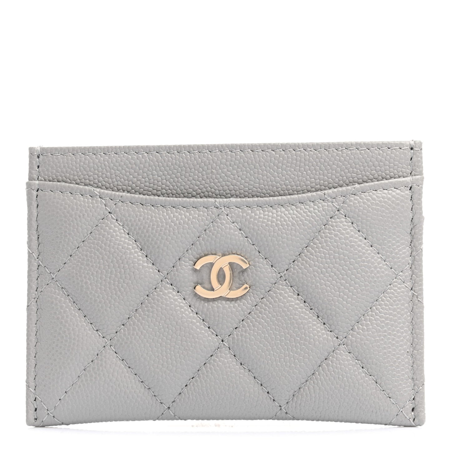 Caviar Quilted Card Holder Grey