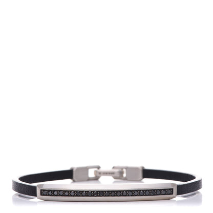 David Yurman Sterling Silver Black Diamond Leather Mens 4mm Streamline ID Bracelet 1 of 5
