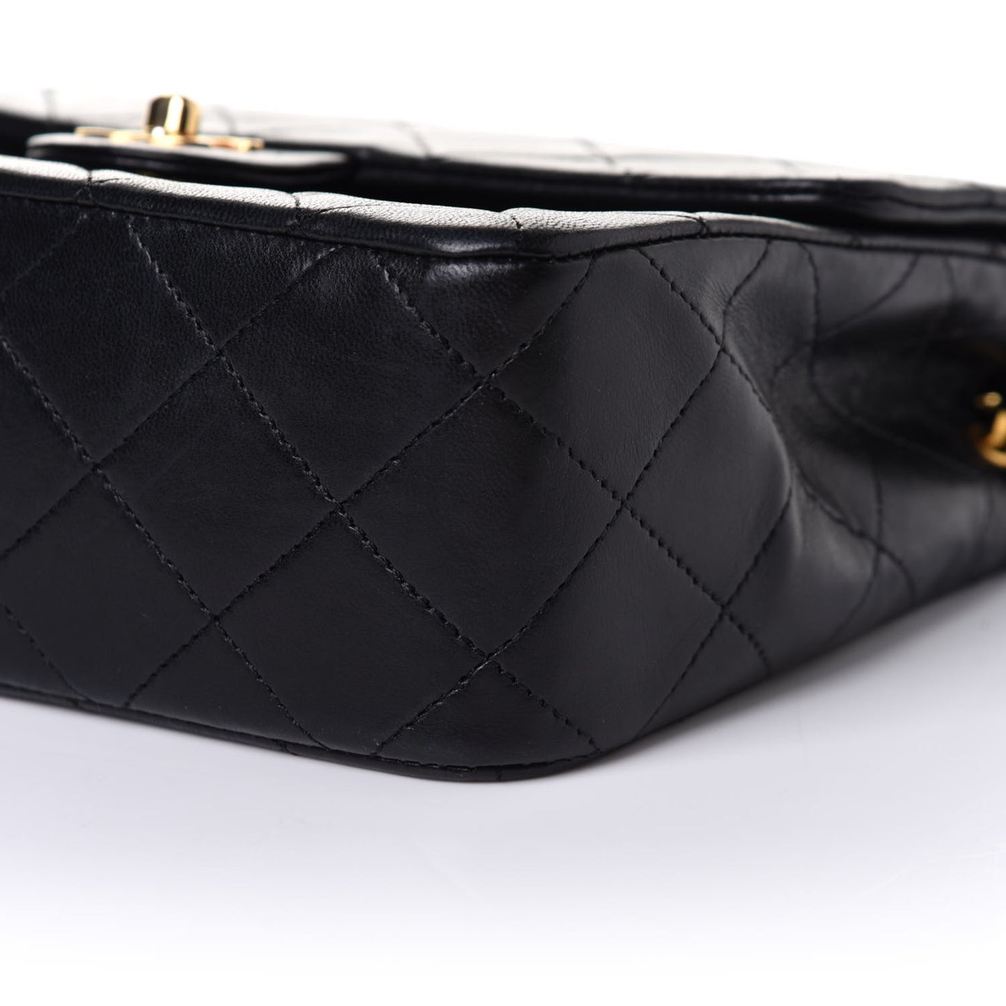 Lambskin Quilted Mini Square Flap Bag Black