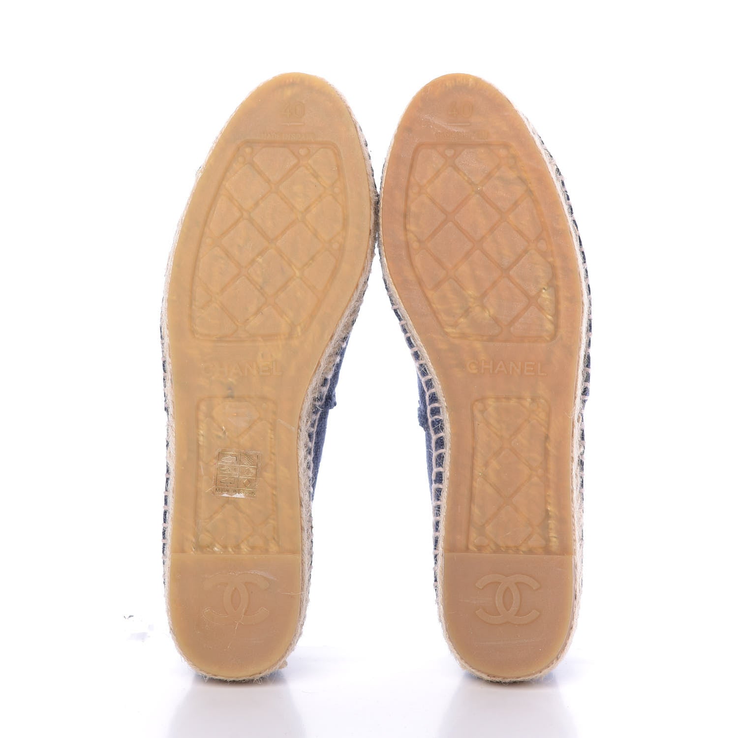 Chanel Denim Toile CC Espadrilles 40 Navy Black 6 of 10