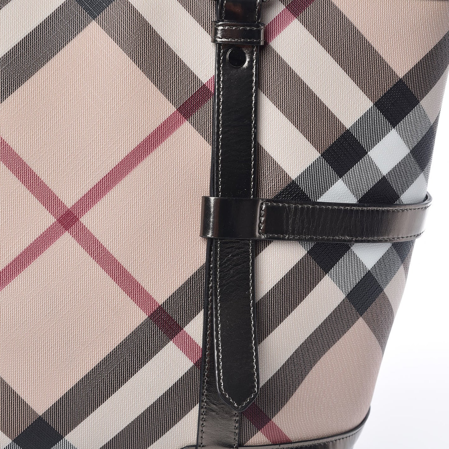 Metallic Calfskin Nova Check Tote Pewter