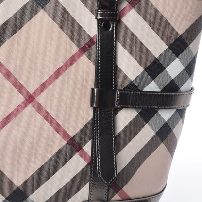Burberry Metallic Calfskin Nova Check Tote Pewter 10 of 16