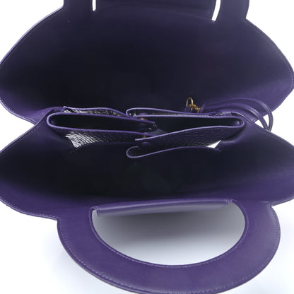 Bottega Veneta Calfskin Crocodile Embossed Doll Top Handle Bag Purple 6 of 10