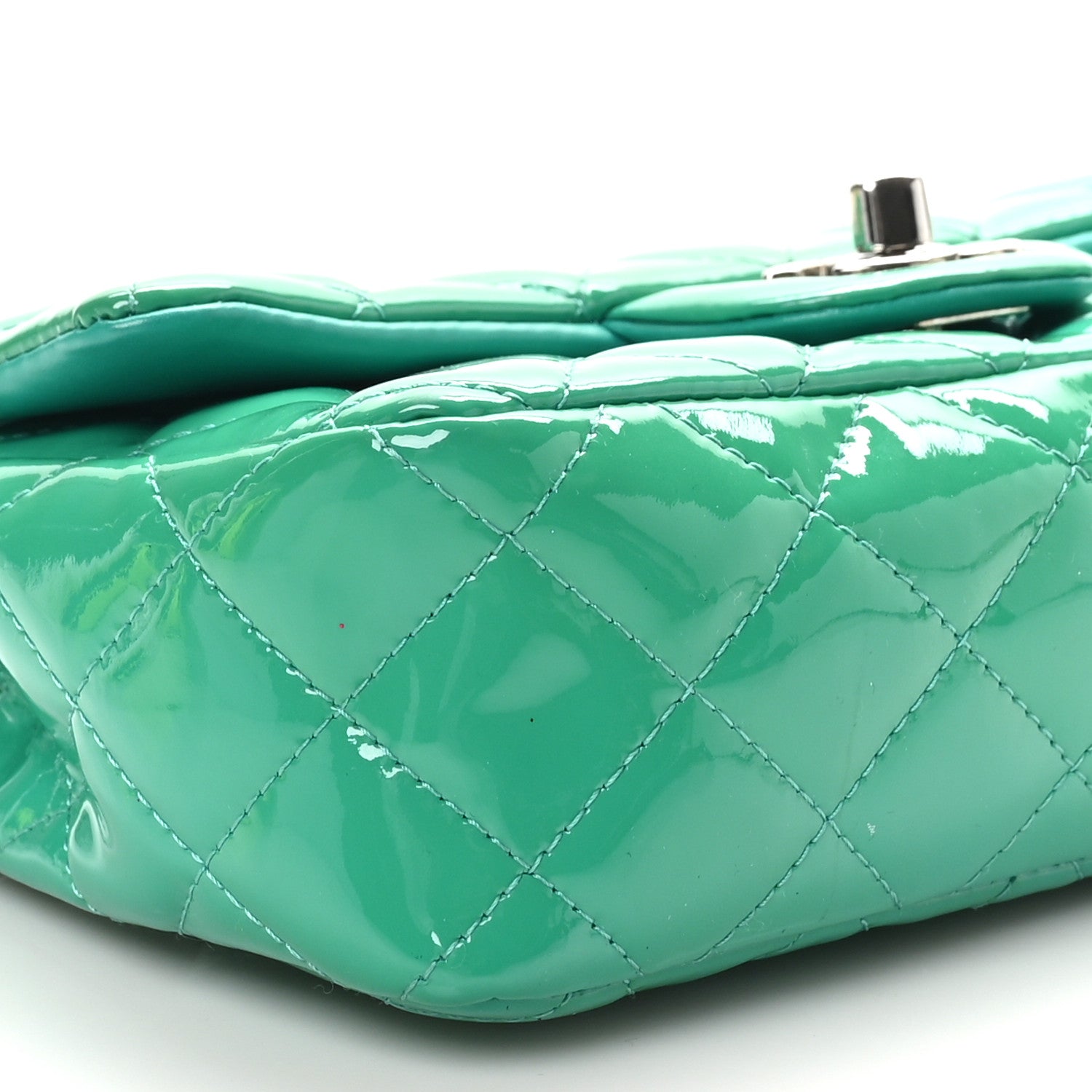 Chanel Patent Calfskin Quilted Mini Rectangular Flap Green 9 of 11