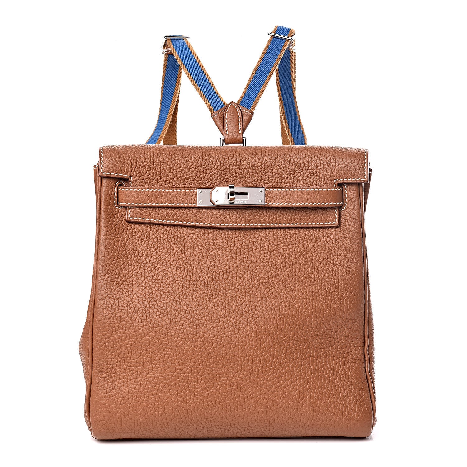 Hermes Taurillon Clemence Kelly Amazone Ado Backpack 22 Gold Bleu Zellige Caramel 1 of 10