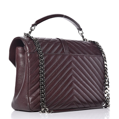 Saint Laurent Sheepskin Matelasse Chevron Monogram Large College Satchel Amaranto 3 of 21