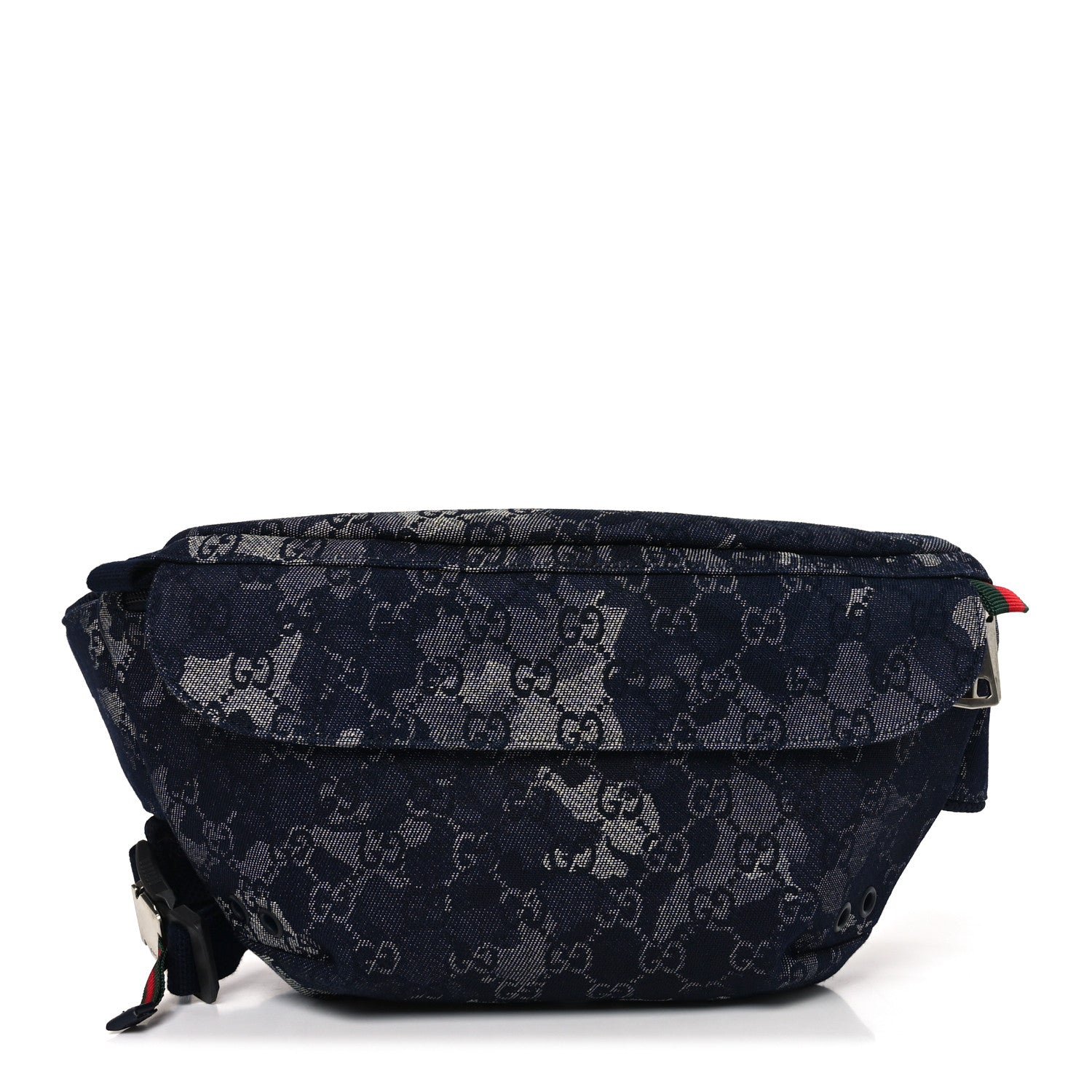 Gucci Denim Monogram Web Belt Bag Blue Multicolor 1 of 10