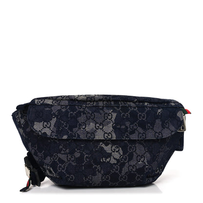 Gucci Denim Monogram Web Belt Bag Blue Multicolor 1 of 10