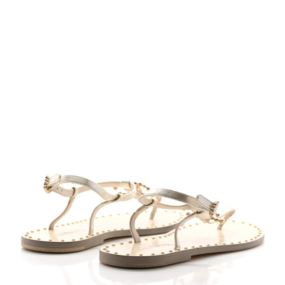 Chanel Iridescent Glazed Calfskin Pearl CC Thong Sandals 39 White 4 of 8