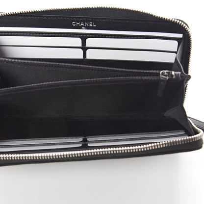 Chanel Canvas Studded CC Gusset Zip Around Wallet Black 4 of 7