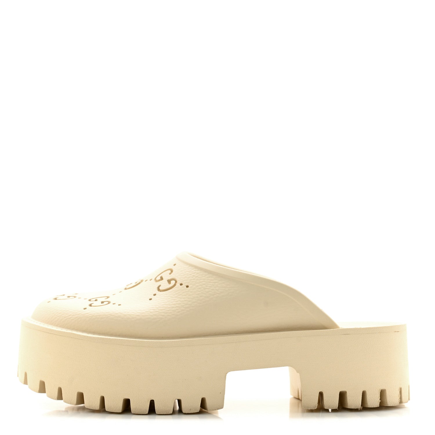 Gucci Rubber GG Monogram Perforated Elea Platform 55mm Lug Sole Sandals Mystic White 1 of 10