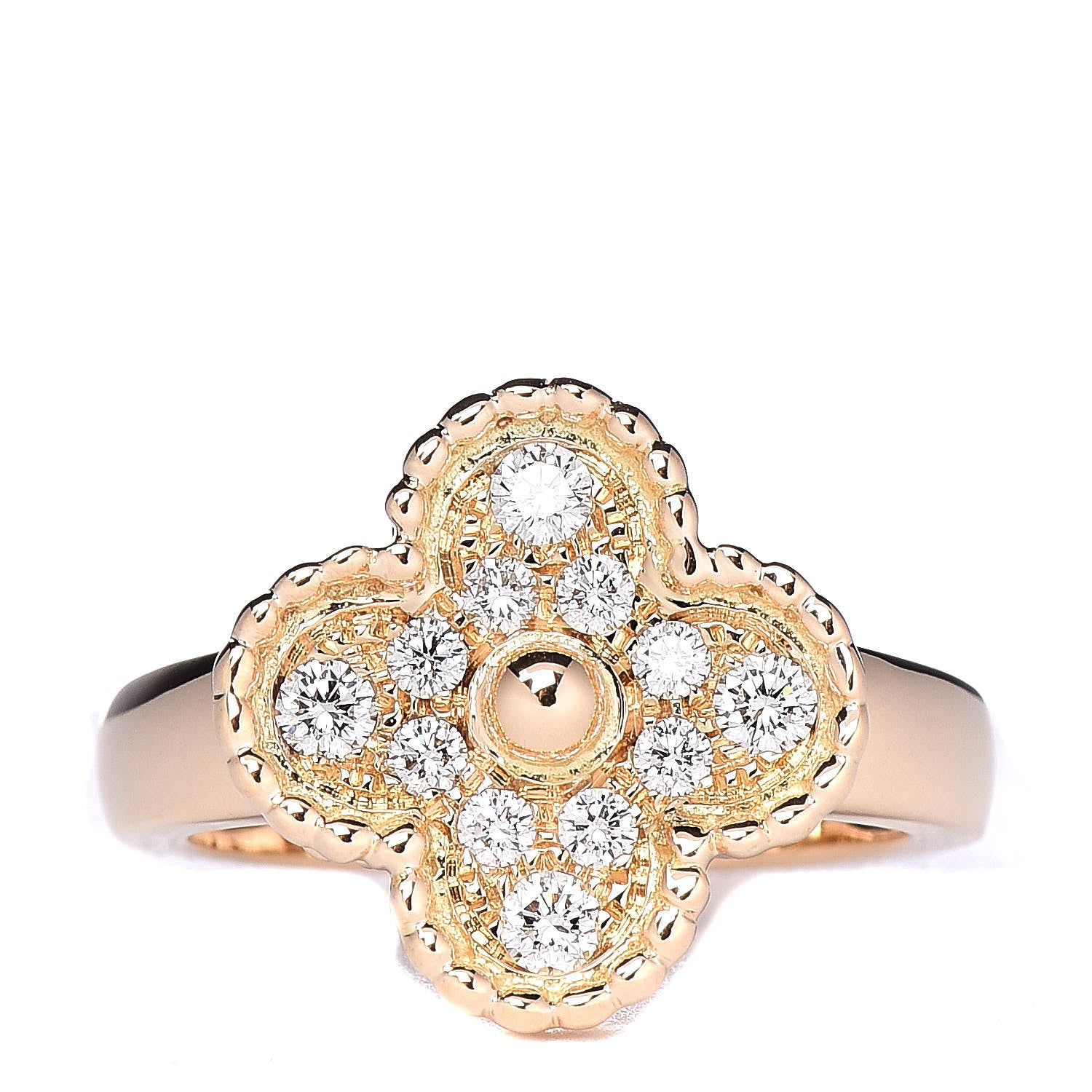 Van Cleef & Arpels 18K Yellow Gold Diamond Vintage Alhambra Ring 50 5.25 1 of 6