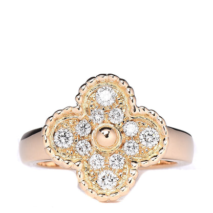 Van Cleef & Arpels 18K Yellow Gold Diamond Vintage Alhambra Ring 50 5.25 1 of 6