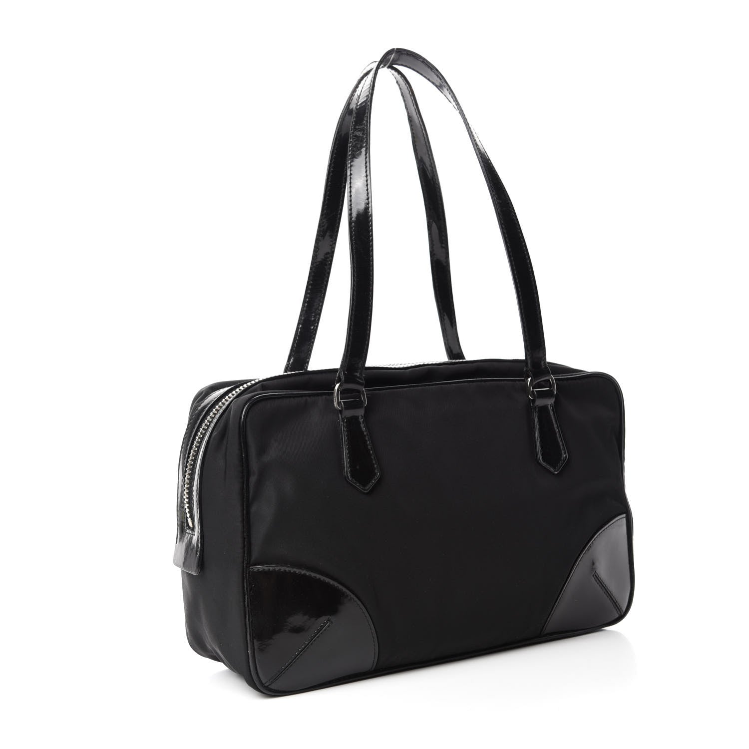 Prada Tessuto Nylon Vernice Bauletto Black 3 of 15
