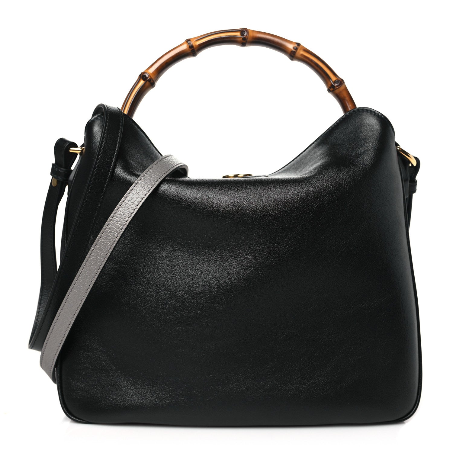 Gucci Softy Wonka Textured Dollar Calfskin Medium Diana Shoulder Bag Black Dusty Grey 1 of 9
