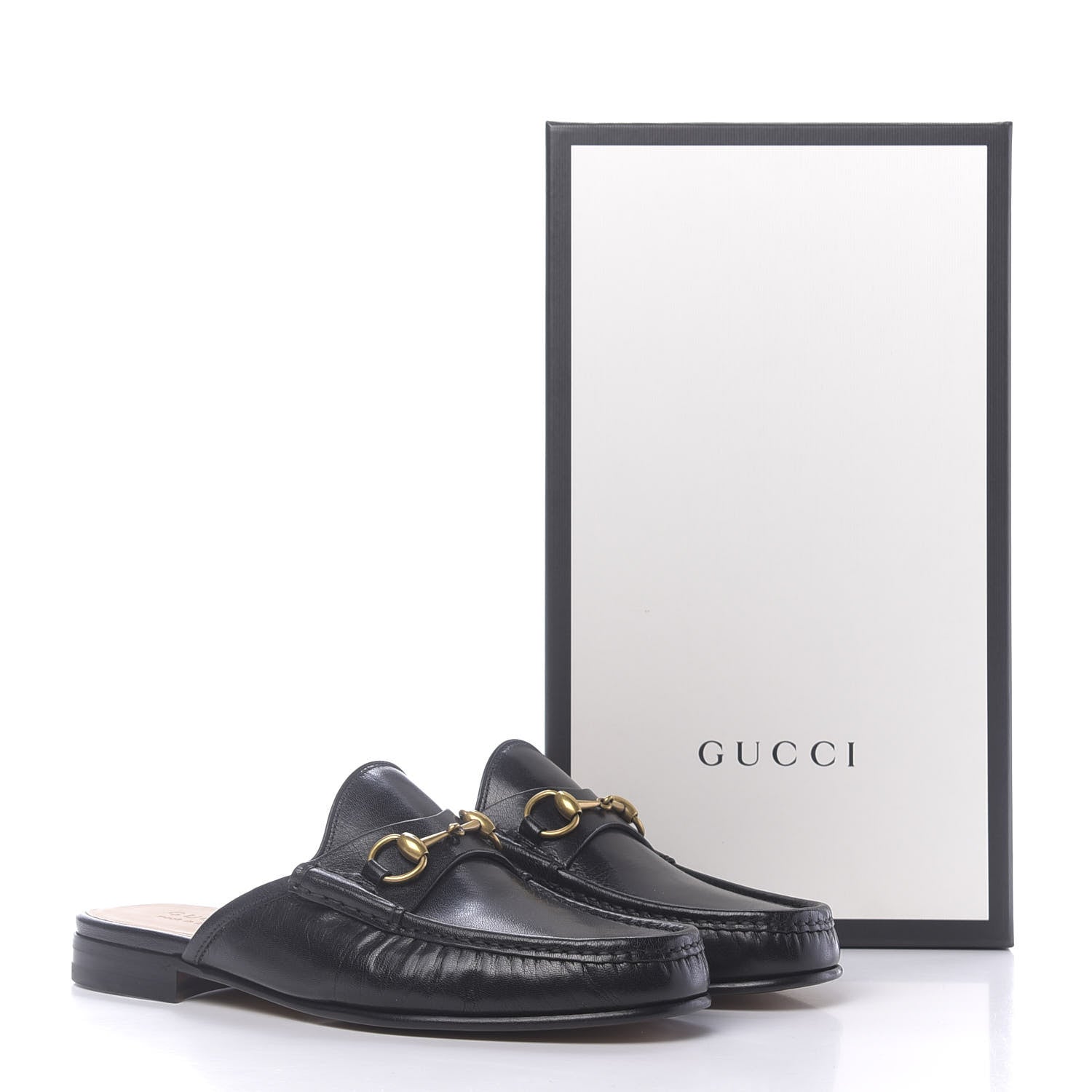 Gucci Goatskin Mens Horsebit Slippers 10 Black 11 of 11