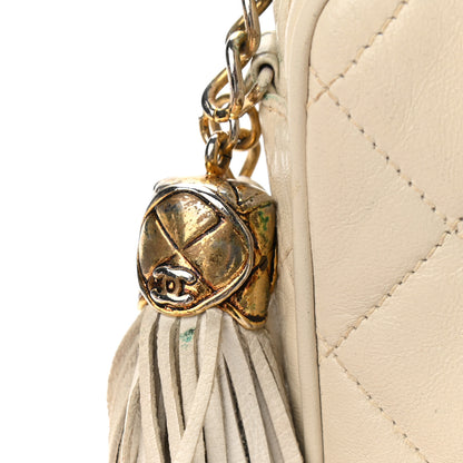 Chanel Lambskin Quilted Tassel Camera Case White 8 of 17