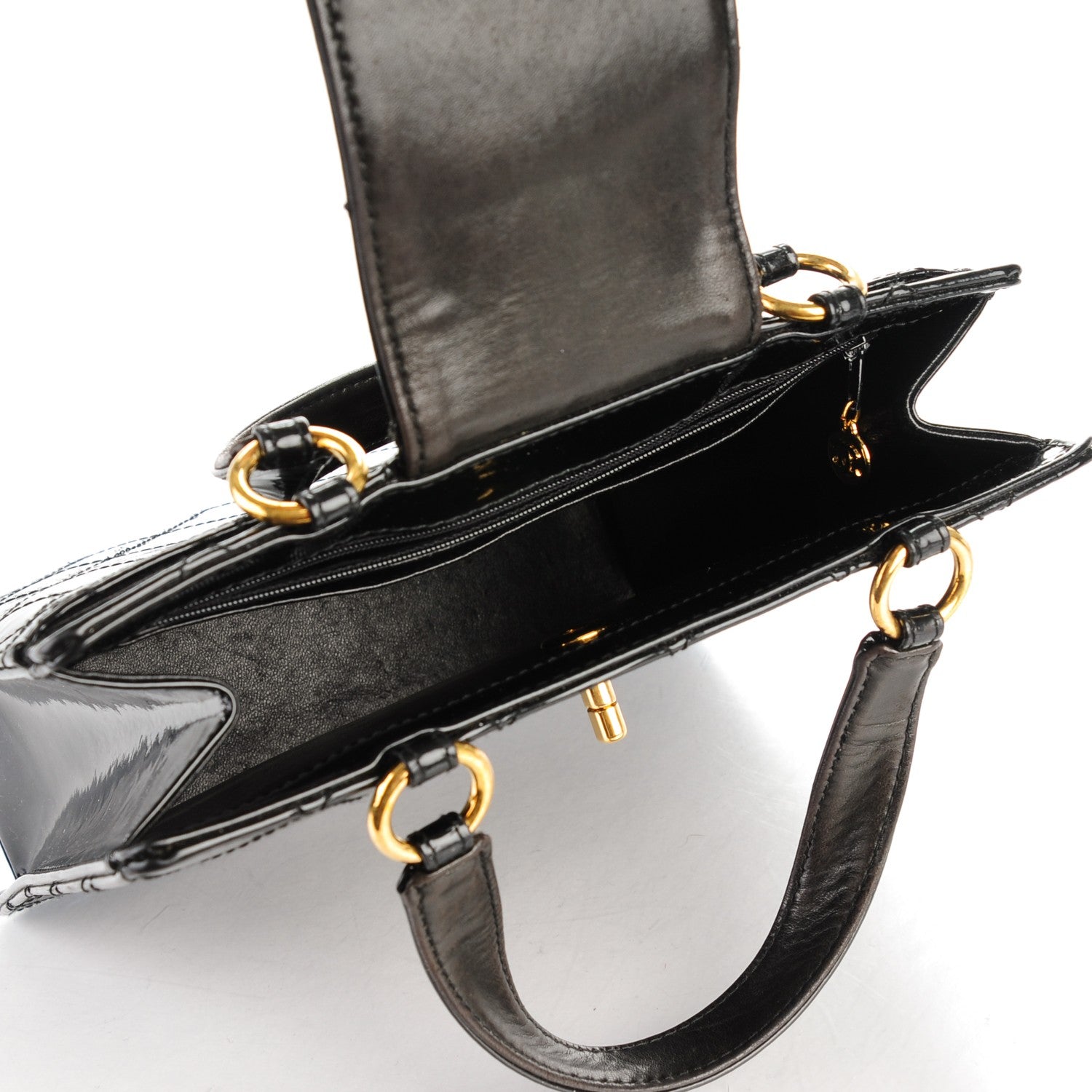 Chanel Patent Quilted Top Handle Tote Black 5 of 7