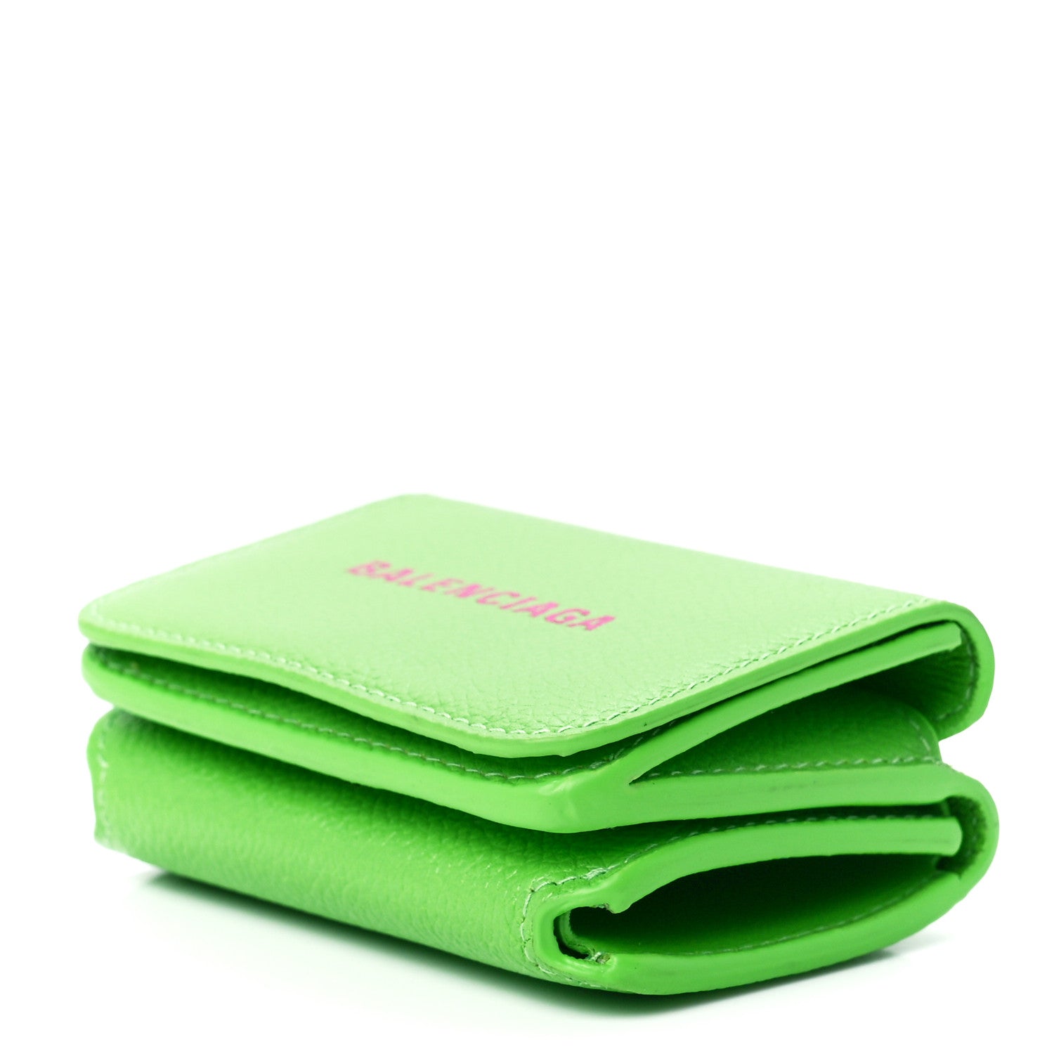 Balenciaga Calfskin Logo Everyday Mini Wallet Green Pink 9 of 11