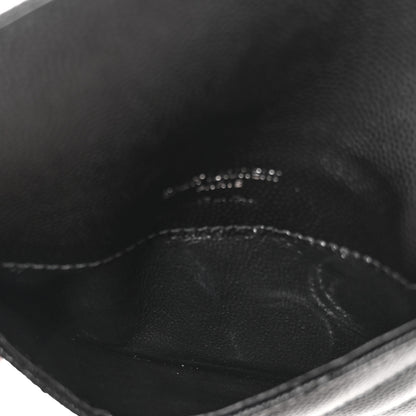 Saint Laurent Grain De Poudre Matelasse Chevron Monogram Compact Wallet Black 5 of 7