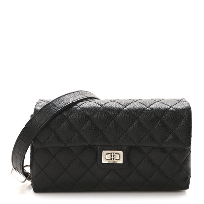 Chanel Grained Calfskin Quilted 2.55 Reissue Flap Belt Bag Clutch Black 1 of 18
