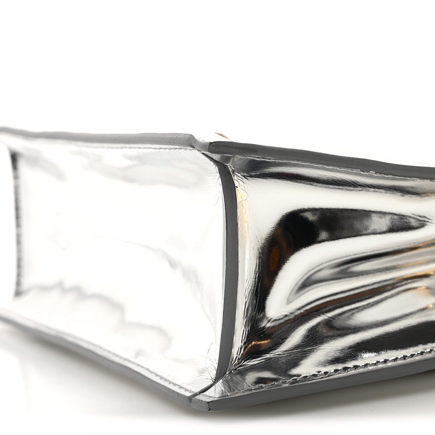 Jacquemus Metallic Patent Calfskin La Pochette Rond Carre Bag Silver 9 of 10