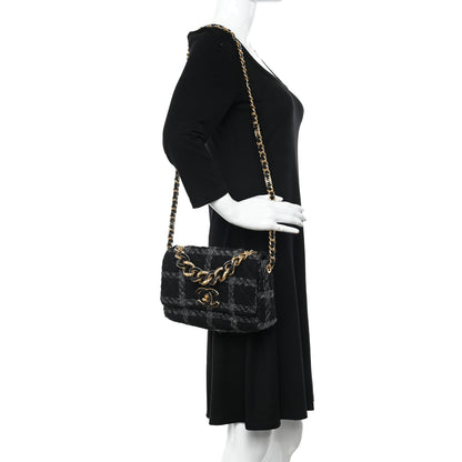 Chanel Wool Tweed Quilted Elegant Chain Flap Black Grey 2 of 10