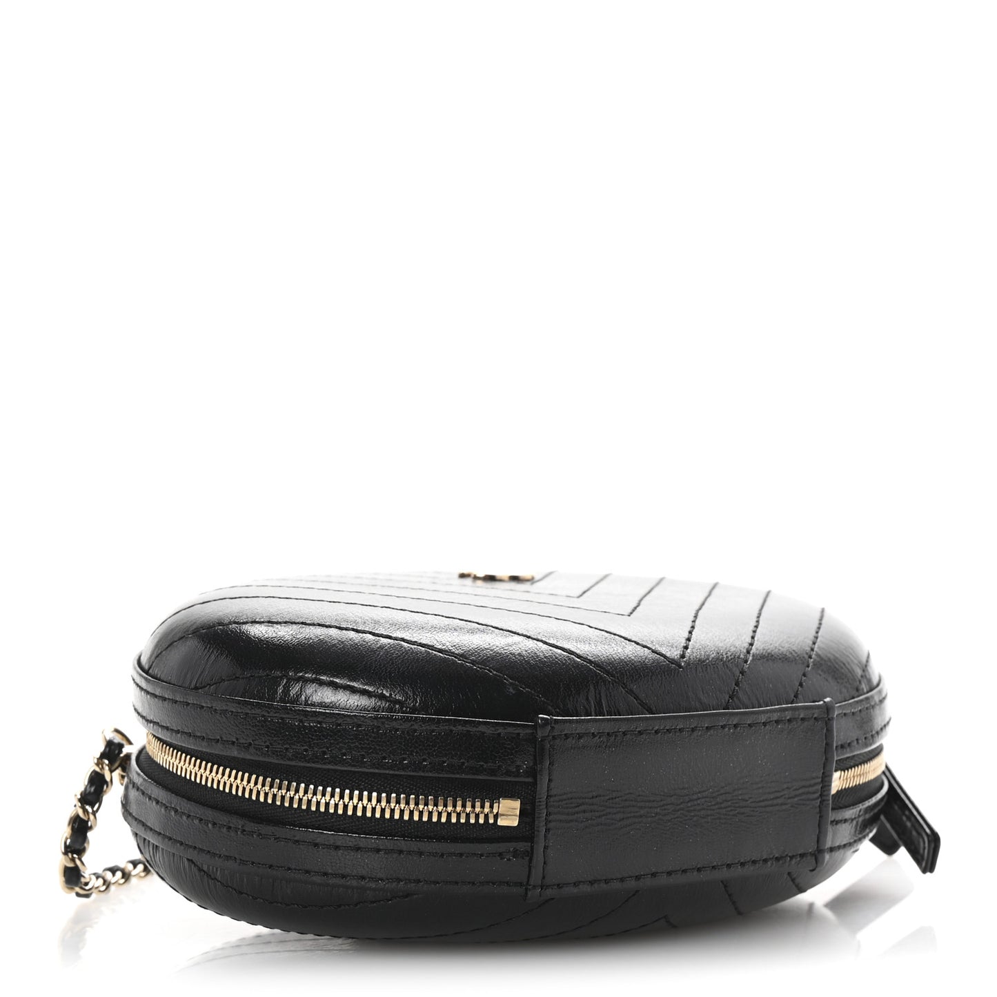 Calfskin Chevron Stitched Evening Bag Black