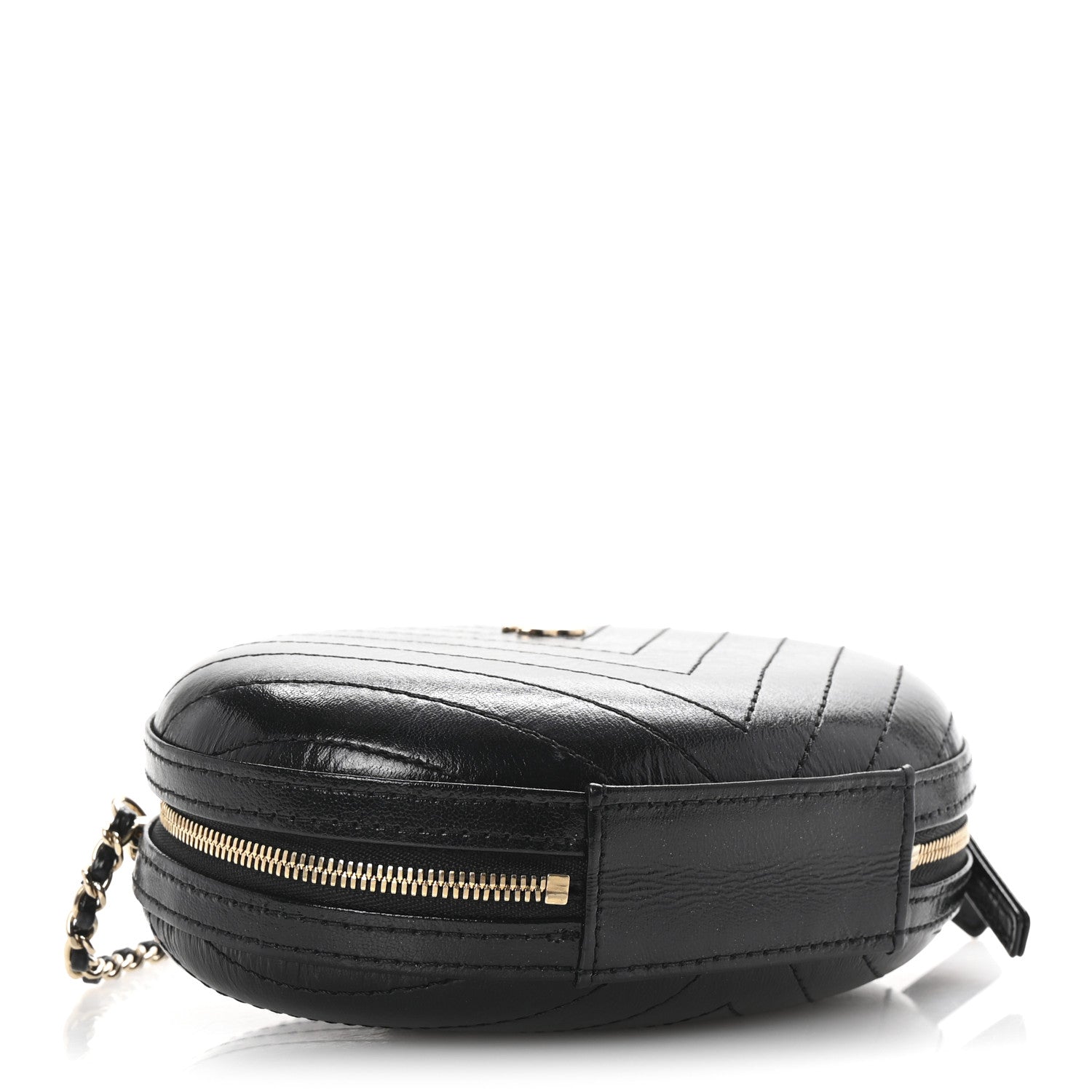 Chanel Calfskin Chevron Stitched Evening Bag Black 4 of 10