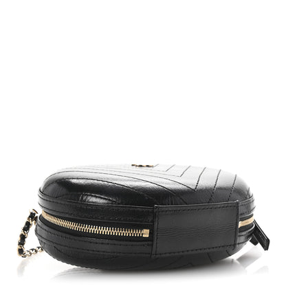 Chanel Calfskin Chevron Stitched Evening Bag Black 4 of 10