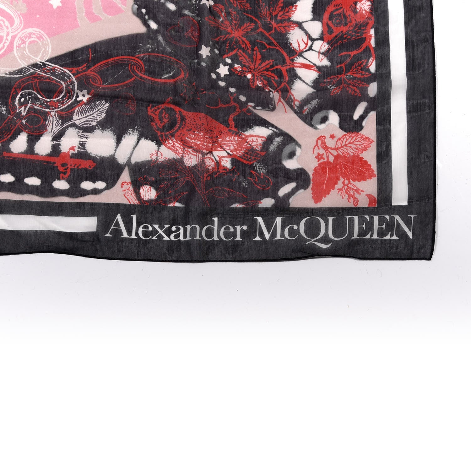 Alexander McQueen Cotton Silk Tattoo Butterfly Pareo Red Black 2 of 3