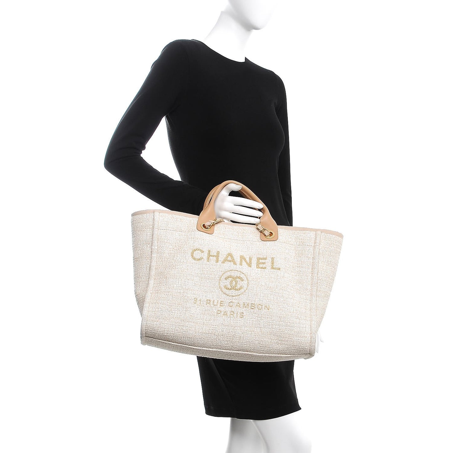 Canvas Large Deauville Tote Light Beige