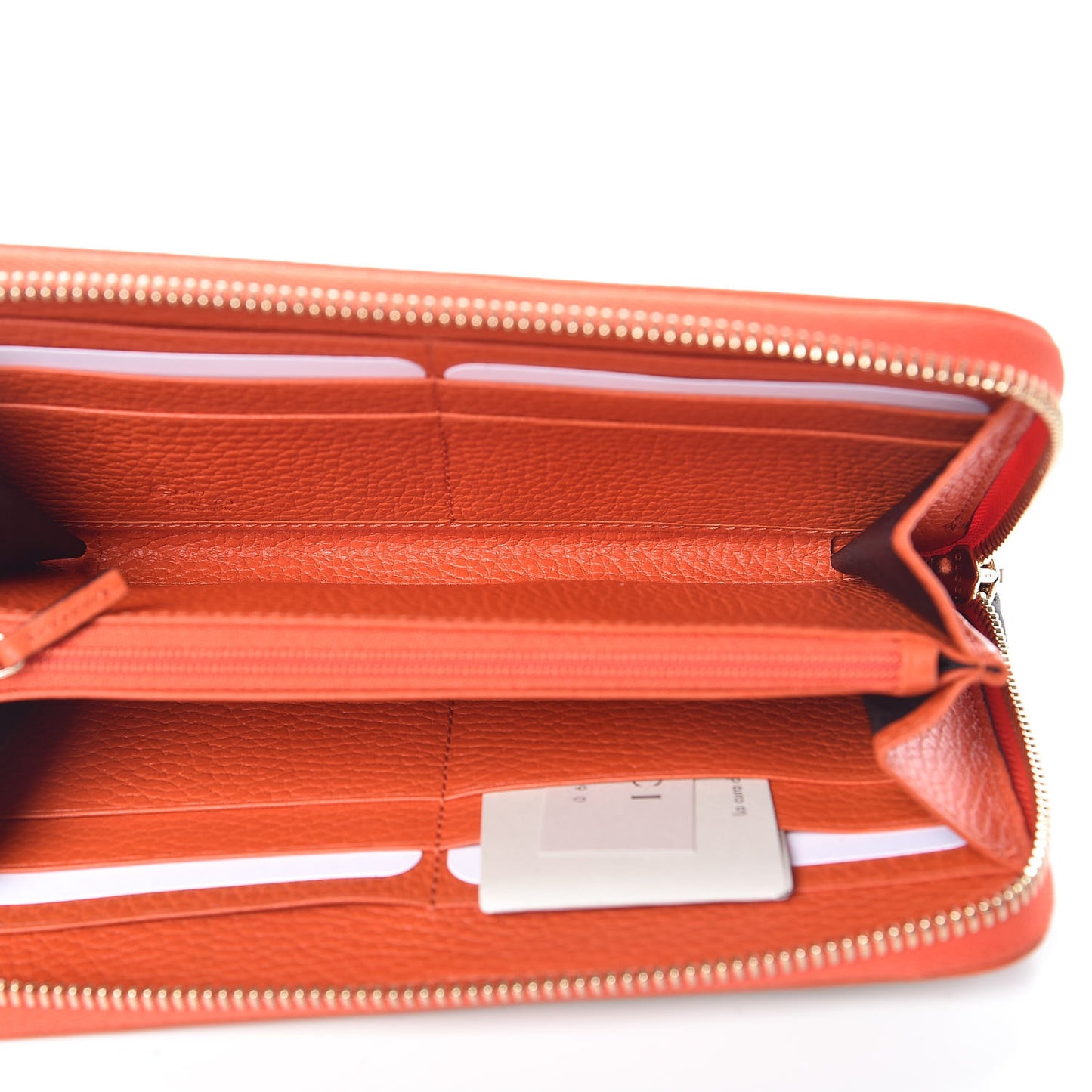 Monogram Dollar Calfskin Zip Around Wallet Beige Ebony Sun Orange
