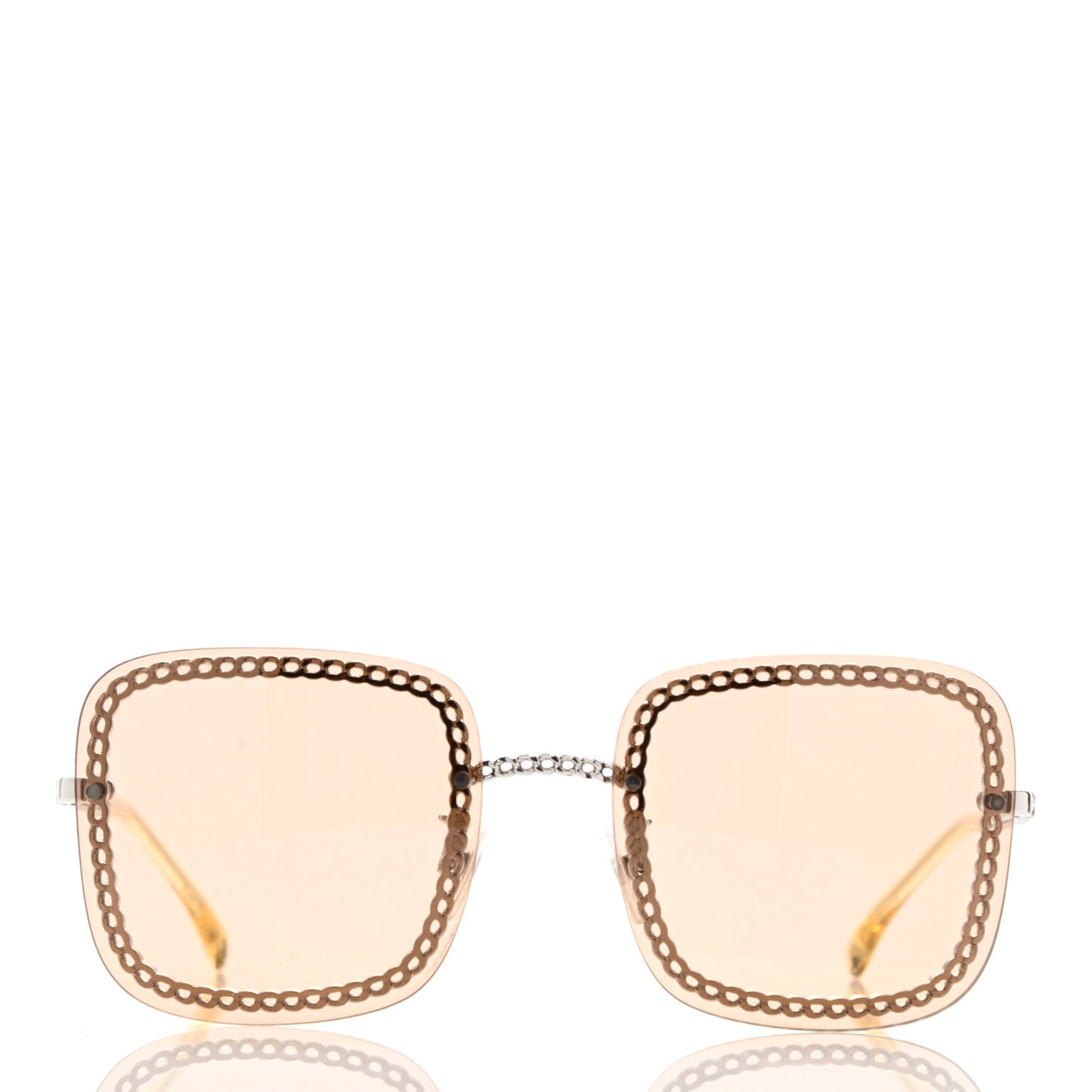 Metal Removable Chain Square Sunglasses 4244 Light Brown