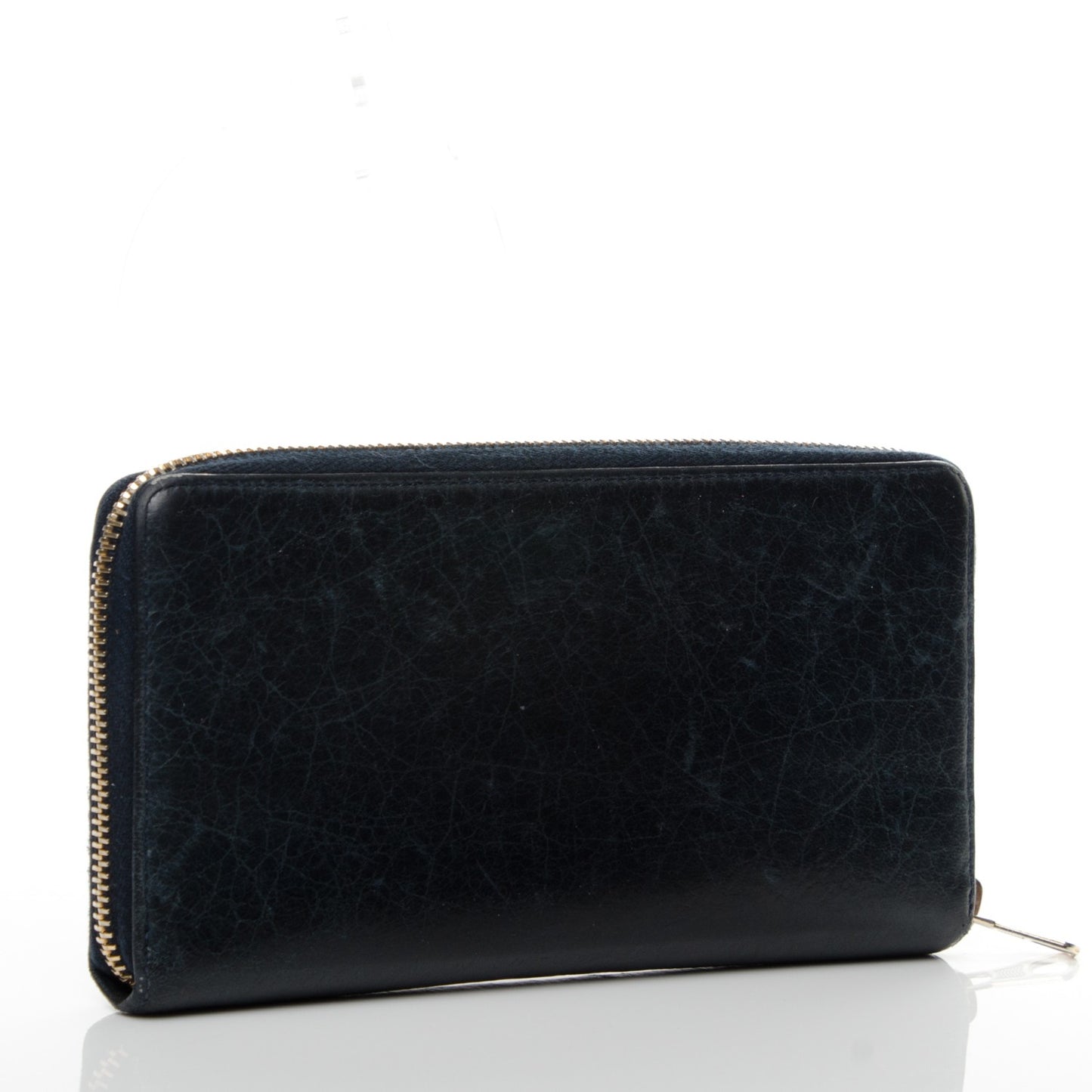 Agneau Giant 12 Rose Gold Hardware Continental Zip Around Wallet Dark Night