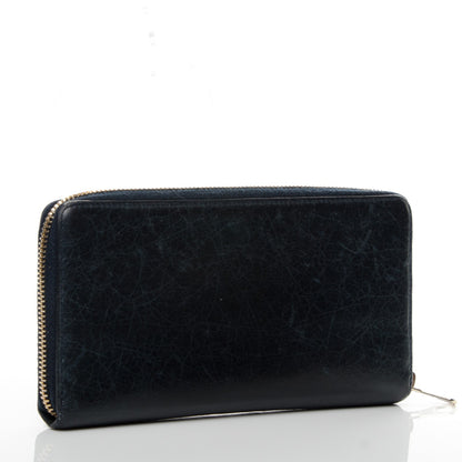 Balenciaga Agneau Giant 12 Rose Gold Hardware Continental Zip Around Wallet Dark Night 3 of 7