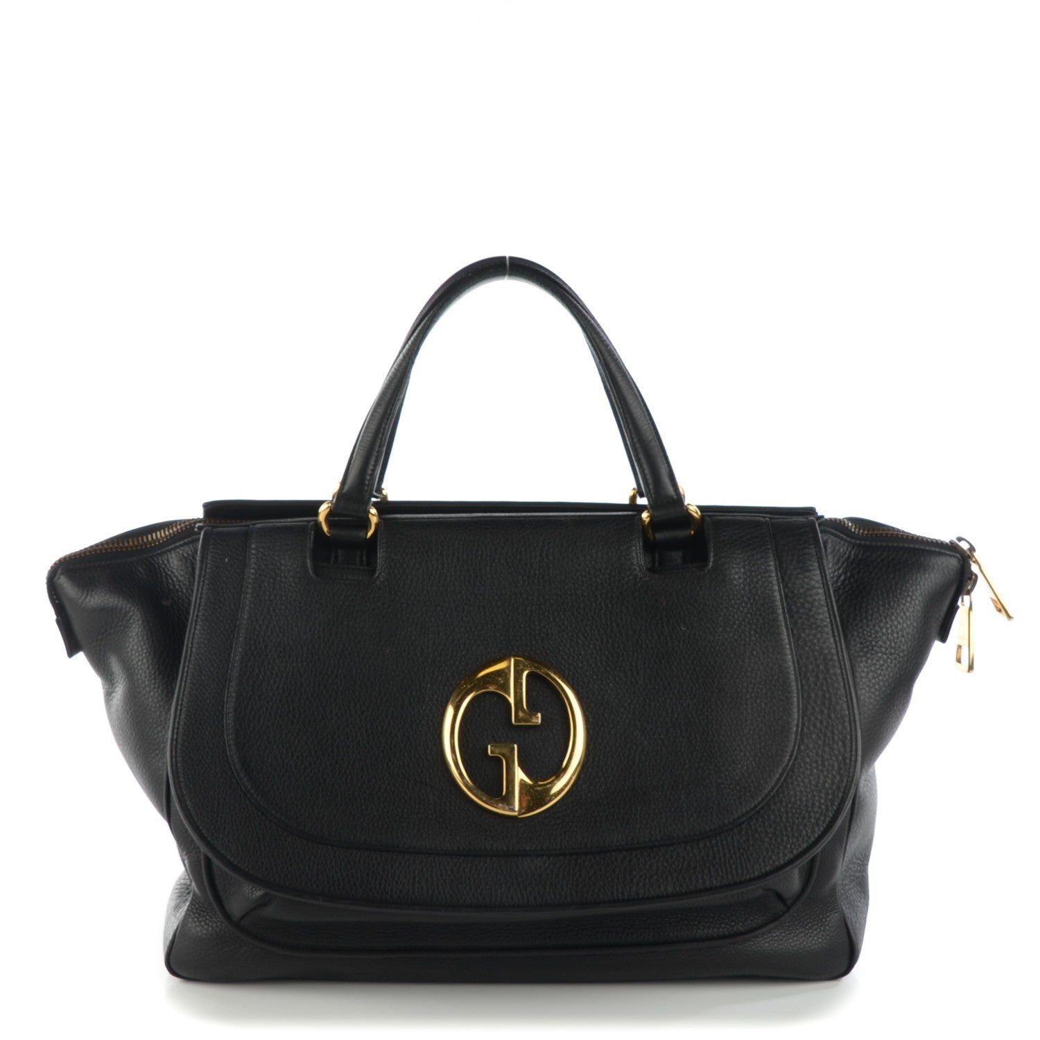 Gucci Pebbled Calfskin Medium 1973 Top Handle Satchel Black 1 of 7