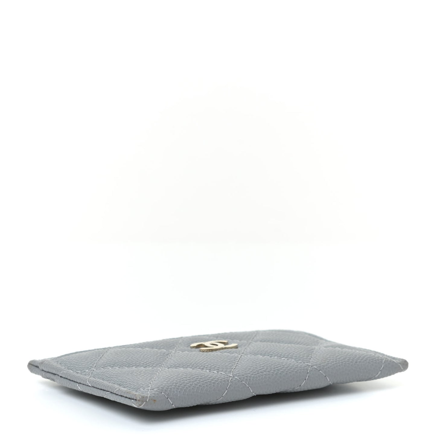 Caviar Quilted Card Holder Grey
