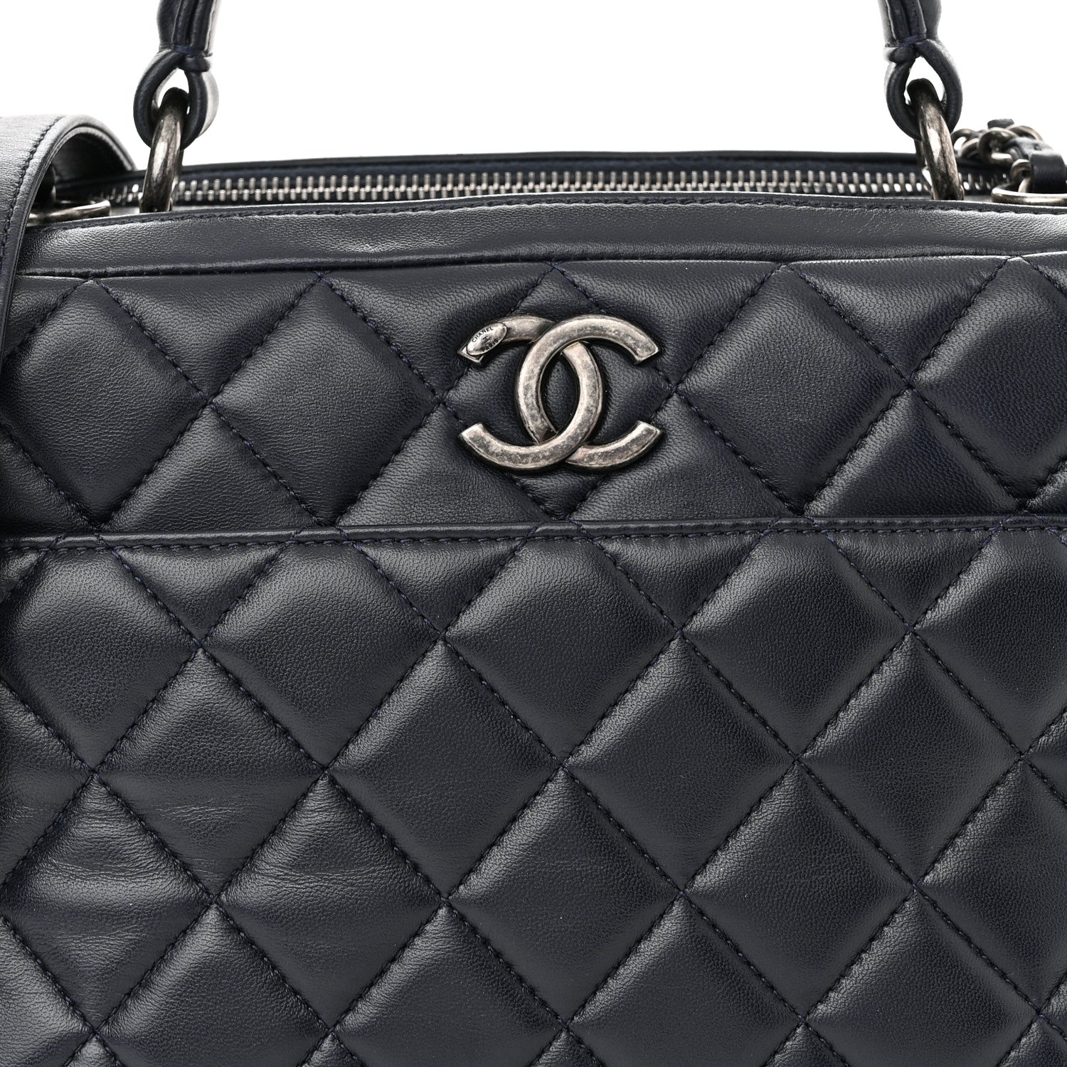 Chanel Lambskin Quilted Medium Trendy CC Bowling Bag Navy 9 of 11