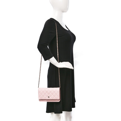 Chanel Caviar Quilted Wallet on Chain WOC Light Pink 2 of 11